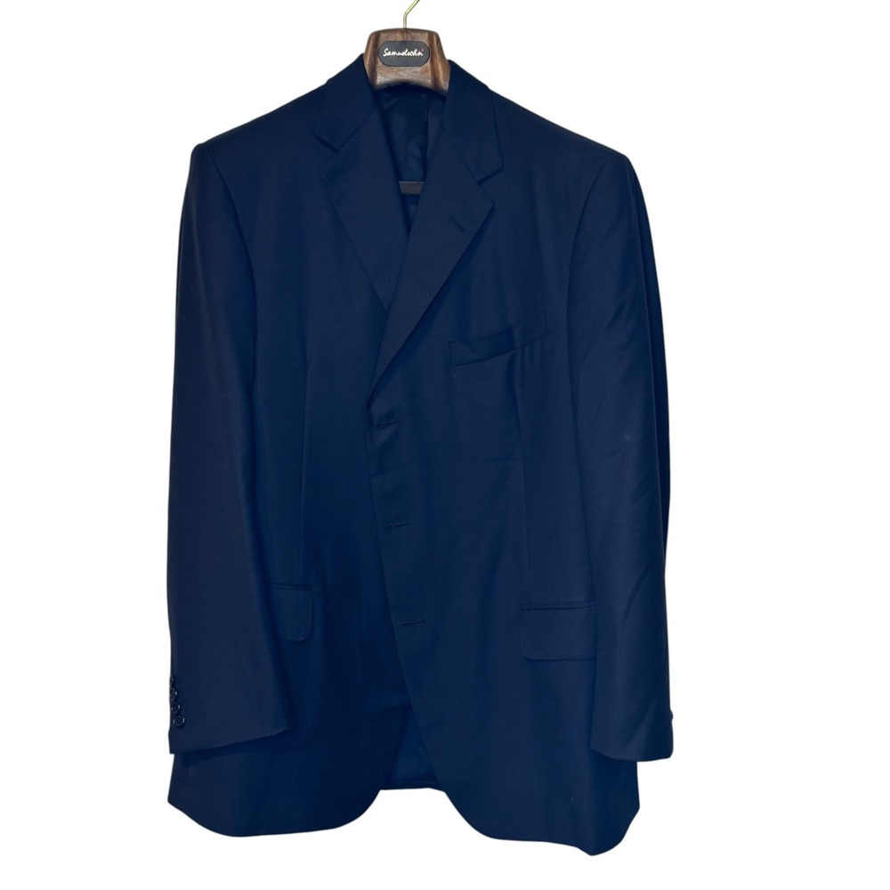 Oxxford Mens Blazer Jacket Sport Coat 100% Wool Double Vent Lined Navy Blue 43R